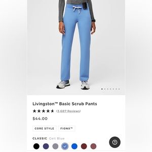 FIGS Livingston- Basic Scrub Pants - S / Ceil Blue